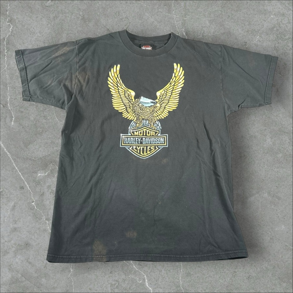 Vintage Harley-Davidson Shirt Mens Large 90s‎ Chrome Eagle Faded Biker Moto Rare